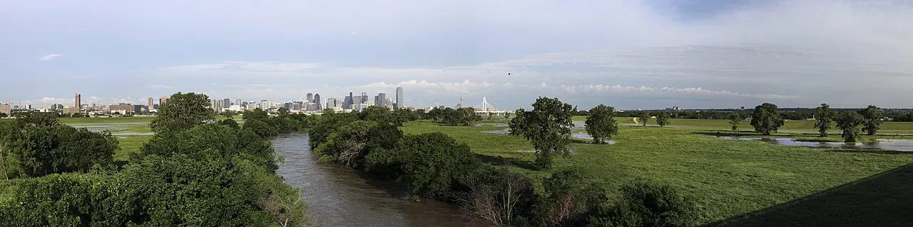 Dallas Texas skyline overlooking the Trinity River in spring 2024 Full Resolution in Dallas, Texas