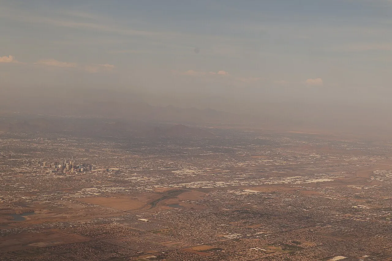 Phoenix Skyline from a plan in Phoenix, Arizona
